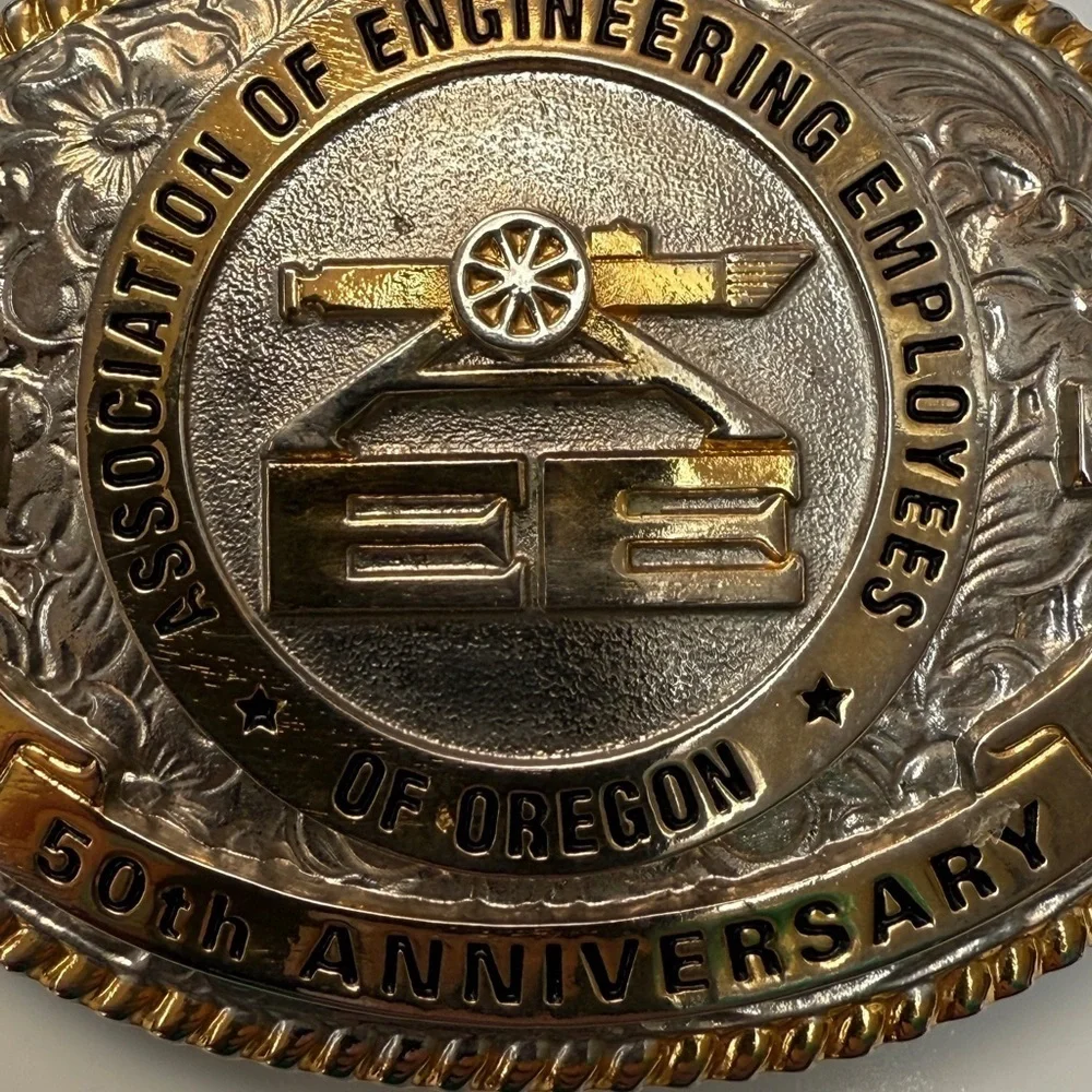 50th Anniversary engineering employees Gold and Silver Commemorative Belt Buckle